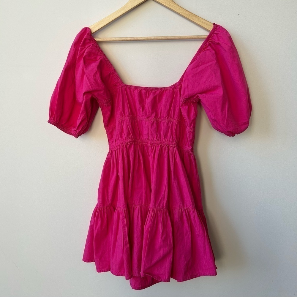 Avec Les Filles Puff Sleeve Poplin Dress Pink Size XS